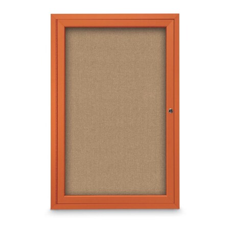 United Visual Products Slim Enclosed Corkboard, 18"x24", Black Alum Frame/Cinnabar UVEB1824-BLACK-CINNABA